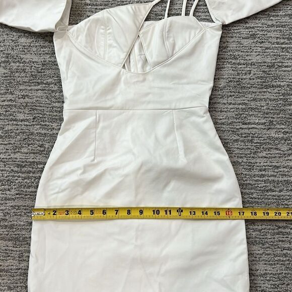 NWT CEREN OCAK Revolve Cut Out Dress in White Small Faux Leather - Picture 11 of 15